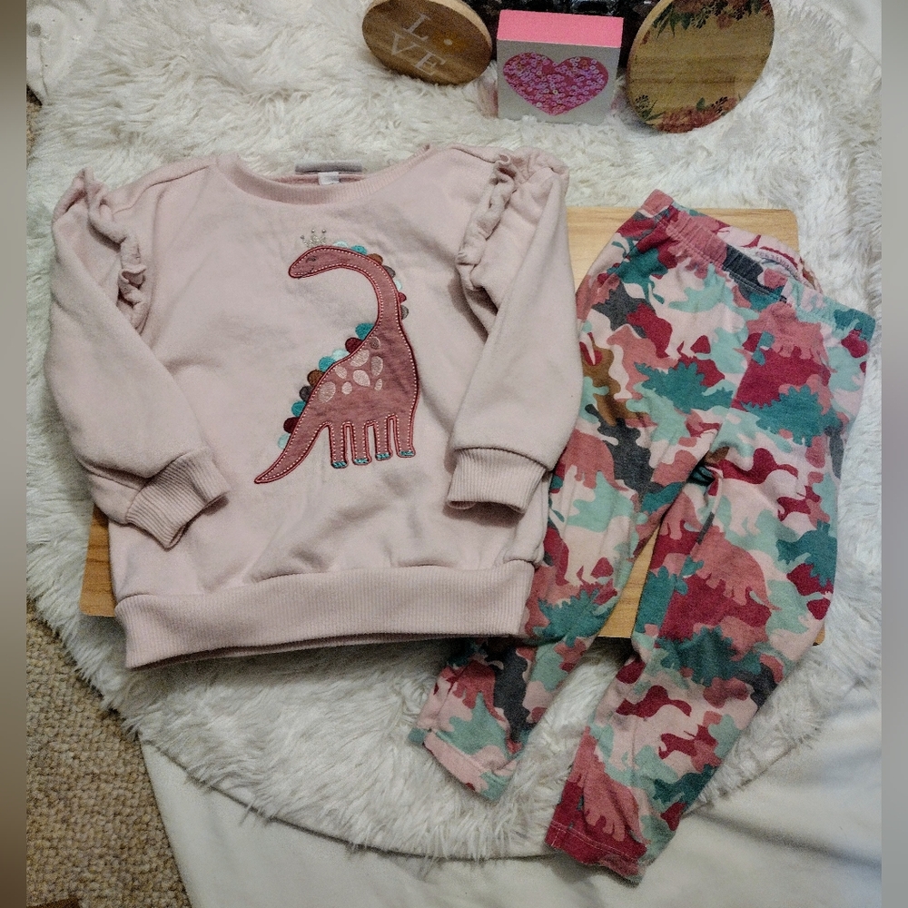Kids Headquarters Toddler Girl 2T Pink Dinosaur Set